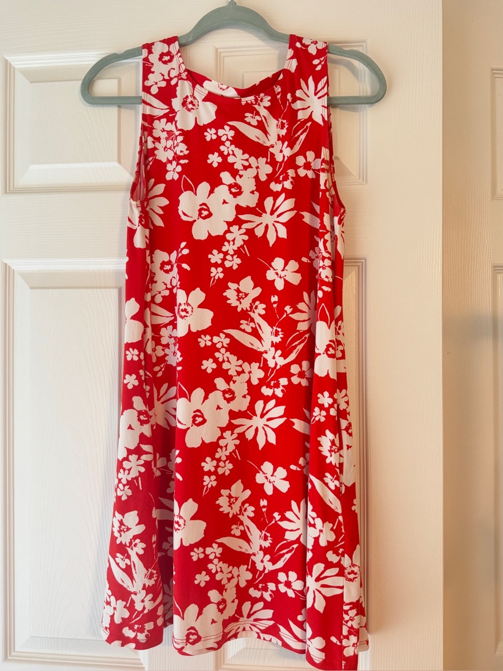 nine britton Red and White Floral A-Line Dress